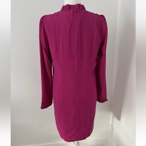 J. Crew Ruffle neck Shift Dress Pink Fuchsia Sz 2 *L27 - Picture 3 of 4